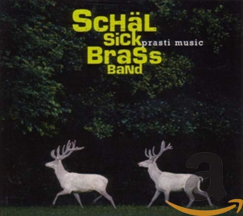 "CD cover with two white deer and 'Schal Sick Brass Band' text."