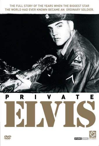 DVD cover for "Private Elvis" featuring a young Elvis in army uniform.