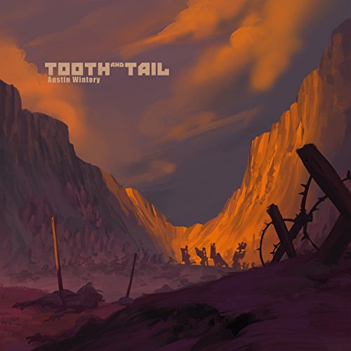 The image depicts a vinyl record cover with a fantasy landscape. Alt text: "Vinyl record cover with fantasy landscape and 'Tooth and Tail' title."