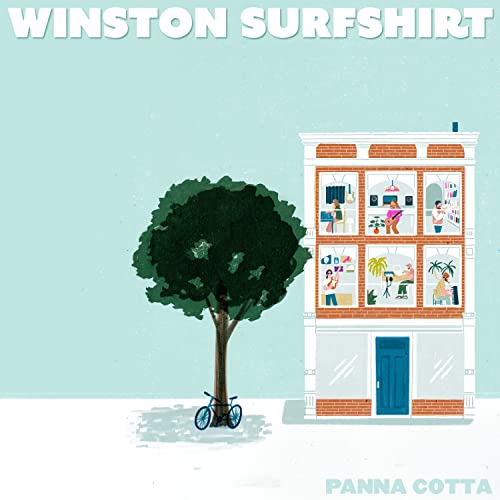 Album cover for Winston Surfshirt’s “Panna Cotta” featuring a building and tree.