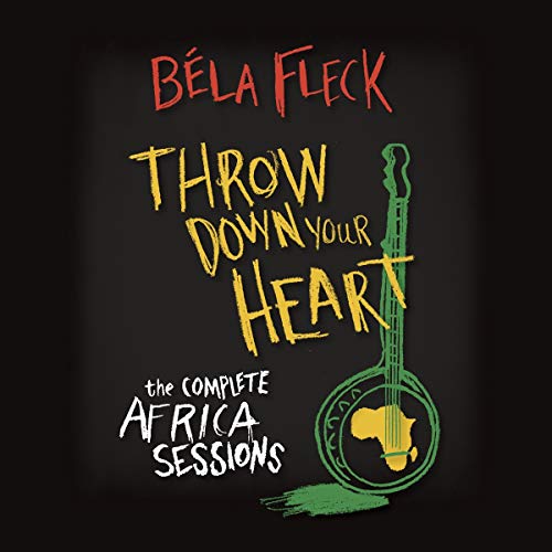 Black album cover with banjo illustration and text: "Bela Fleck, Throw Down Your Heart".
