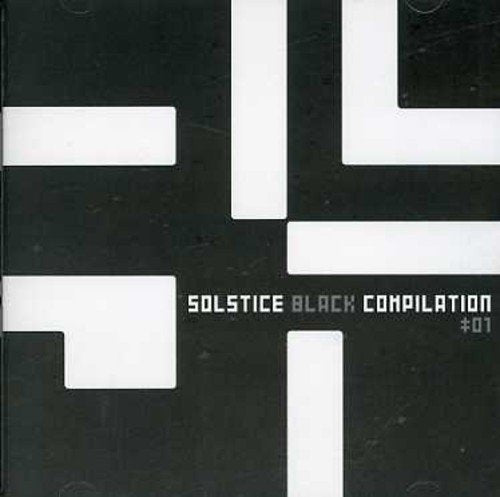 CD cover with abstract black and white geometric design, text reads "Solstice Black Compilation".