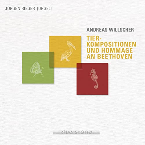 CD cover with colorful squares depicting a pelican, butterfly, and seahorse.