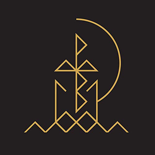 The image depicts a vinyl record cover with a simple, gold geometric design on a black background. For accessibility purposes, a suitable alt text could be: "Black vinyl record cover with gold abstract geometric design."