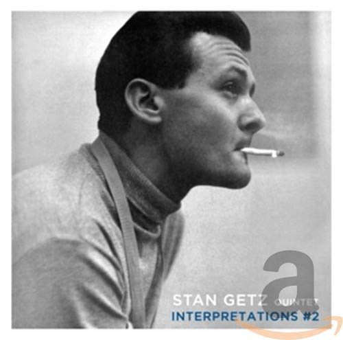 Black and white portrait of Stan Getz smoking a cigarette, CD cover.
