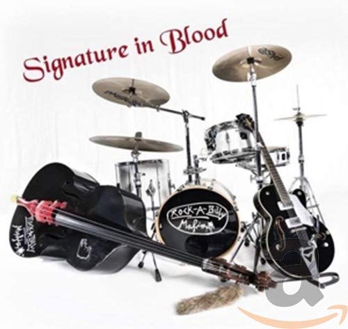 CD cover with drum kit, guitar, and case against a white background.