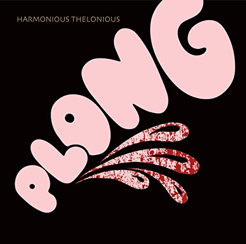 "Album cover with 'plong' in pink and red on a black background."