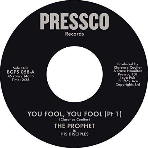 Black vinyl record label with white text: "The Prophet & His Disciples".