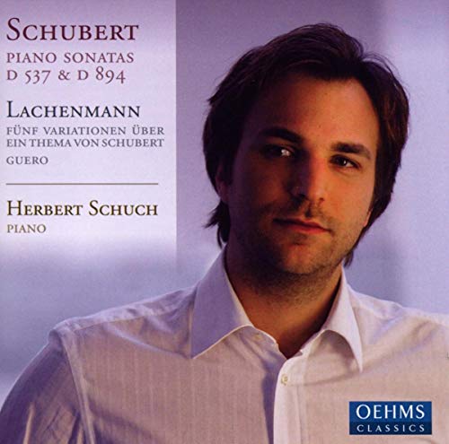 CD cover featuring pianist Herbert Schuch with text listing composers Schubert and Lachenmann.