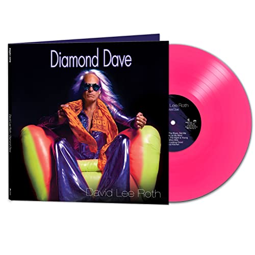David Lee Roth album "Diamond Dave" vinyl record, pink and black cover.