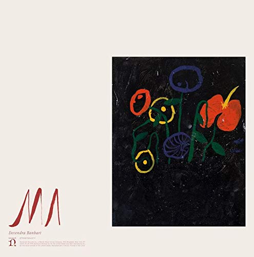 The image depicts a vinyl record cover with an abstract floral design. For accessibility purposes, a concise alt text could be: "Vinyl record cover featuring abstract flowers on a black background."