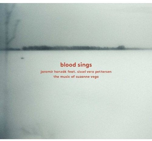 "Album cover with 'blood sings' in red text on a blurred, gray-toned background."
