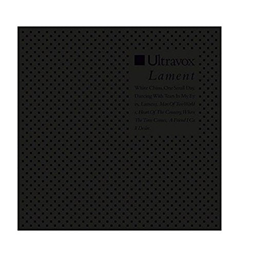 "Black vinyl record sleeve with 'Ultravox Lament' text and standing stones image."