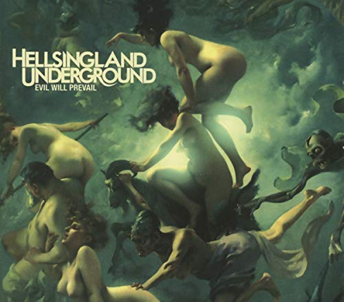 Painted album cover with nude figures amidst smoke and skeletal forms.