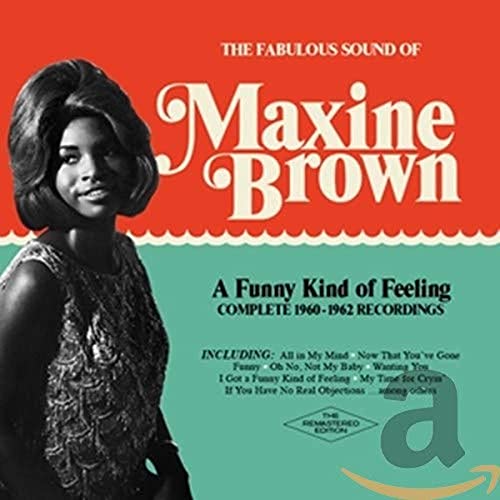 CD cover featuring portrait of singer Maxine Brown, red and teal background.