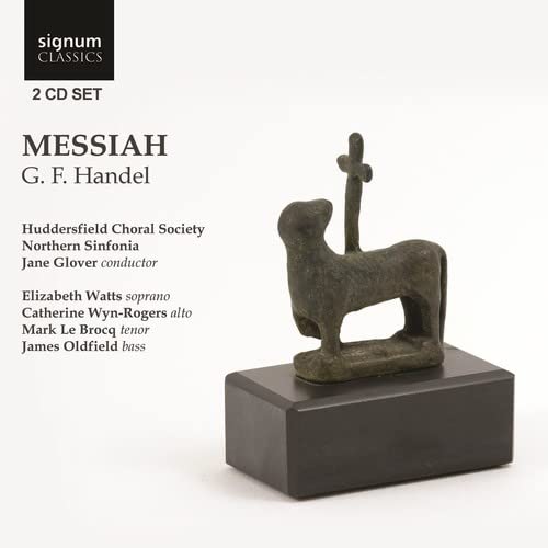 CD cover for Handel's Messiah with a bronze lamb sculpture.