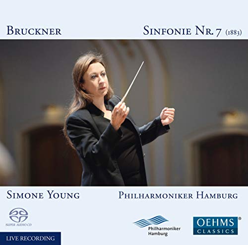 CD cover: Woman conducting orchestra, text “Bruckner” and “Sinfonie Nr. 7.”