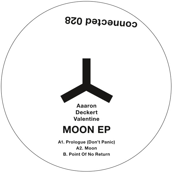 Black vinyl record label with white text and a central Y-shaped graphic.