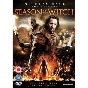 DVD cover for "Season of the Witch" with armored men and burning woman.