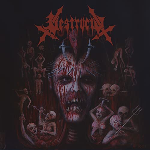 Dark album cover featuring a demonic face surrounded by tortured figures.