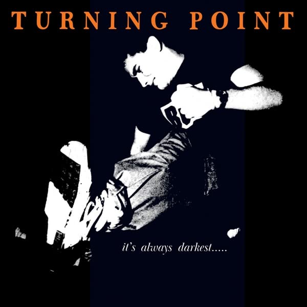 Black and white vinyl record cover with a distressed image of a person.