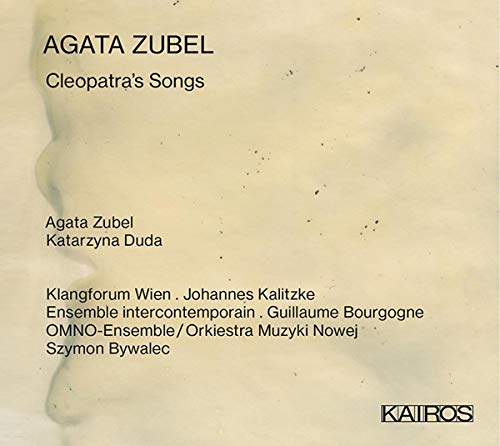 "CD cover with beige background, black text, and abstract design on the left."