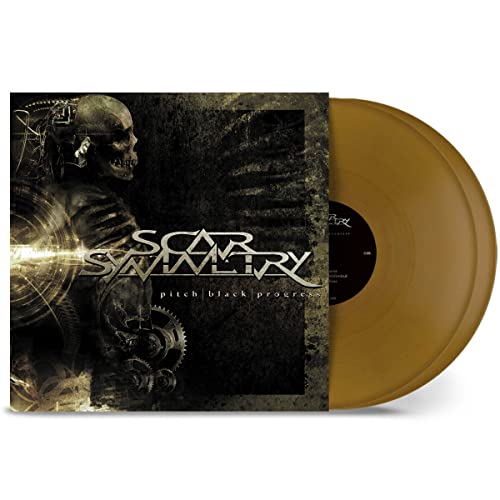 Scar Symmetry vinyl record: album cover with skull and golden disc.