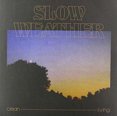Vinyl record cover for Slowweather’s “Clean Living” with a sunset landscape.