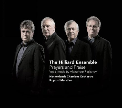 CD cover featuring four men in suits against a black background.