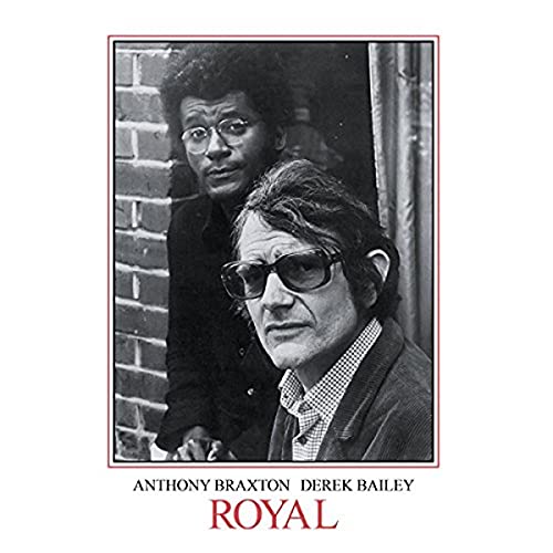 Black and white portrait of two men with glasses, album cover for "Royal".