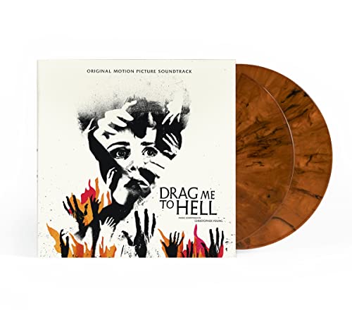 Drag Me to Hell" soundtrack vinyl record with brown and white marbled disc.