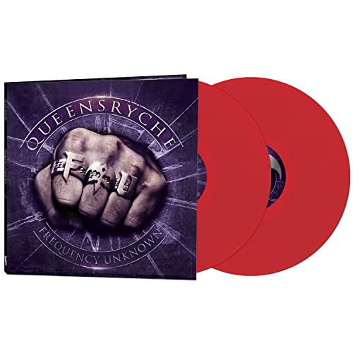 Queensryche “Frequency Unknown” deluxe red vinyl record with album cover.