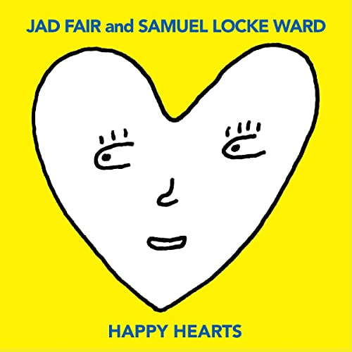 Yellow album cover with a white heart face and text: "Happy Hearts".