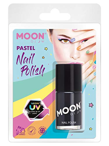 Smiffys Moon Glow Pastel Neon UV Nail Polish, Black