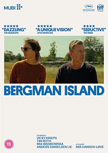 "Bergman Island" DVD cover featuring a man and woman in a field.
