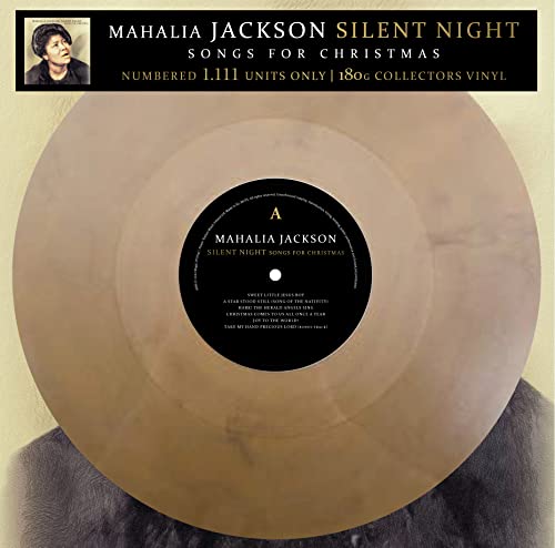 Mahalia Jackson's "Silent Night" marbled vinyl record with label detail.