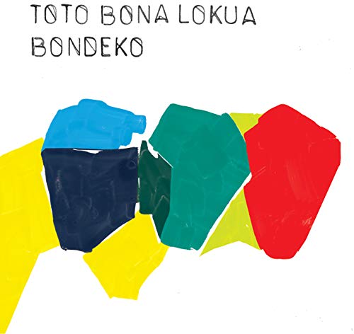 The image is a vinyl record cover for "Toto Bona Lokua - Bondeko". #### Alt Text "Colorful abstract shapes on a white background with black text."