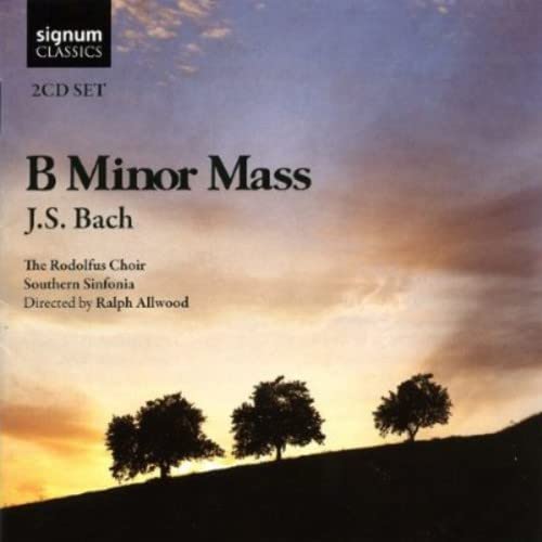 CD cover for Bach’s B Minor Mass, featuring a sunset landscape.