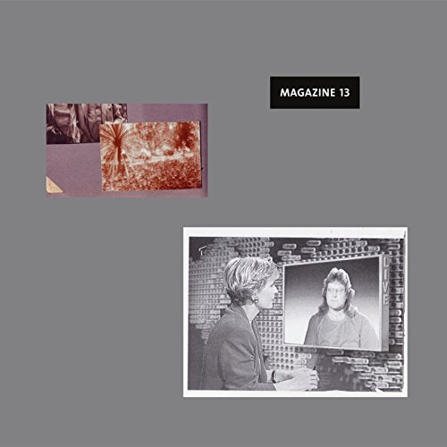 "CD cover with collage images and 'MAGAZINE 13' text on dark grey background."