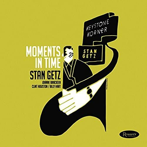 Yellow album cover featuring a stylized black and white illustration of Stan Getz.