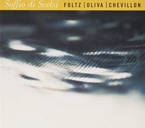 Album cover with abstract black and white design and yellow title banner at top.