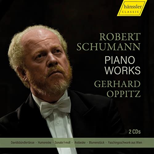 CD cover featuring portrait of Robert Schumann and pianist Gerhard Oppitz.