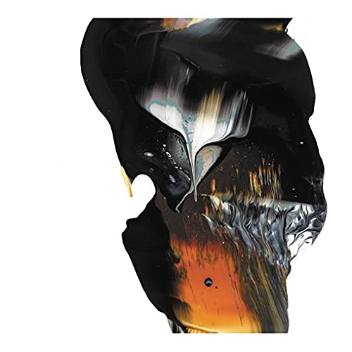 Abstract black and gold fluid art resembling a face, vinyl record cover.