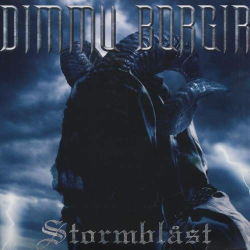 "Vinyl record album 'Stormblåst' by Dimmu Borgir, with cover art and two black discs."