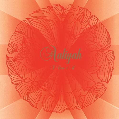 Aaliyah album cover: red floral design with title and artist name.