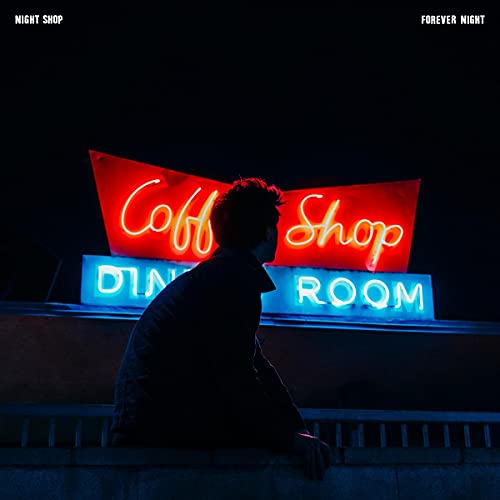 Album cover: person silhouetted beneath a glowing "Coffee Shop" neon sign.