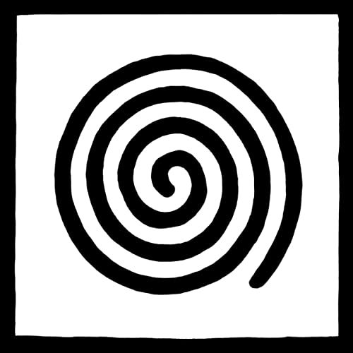 Black spiral design on a white square, vinyl record artwork.