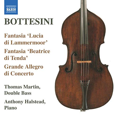 CD cover featuring a dark wood double bass and musical titles.