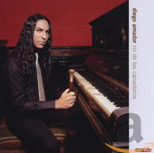 Flamenco pianist Diego Amador on CD cover, dark hair, serious expression.