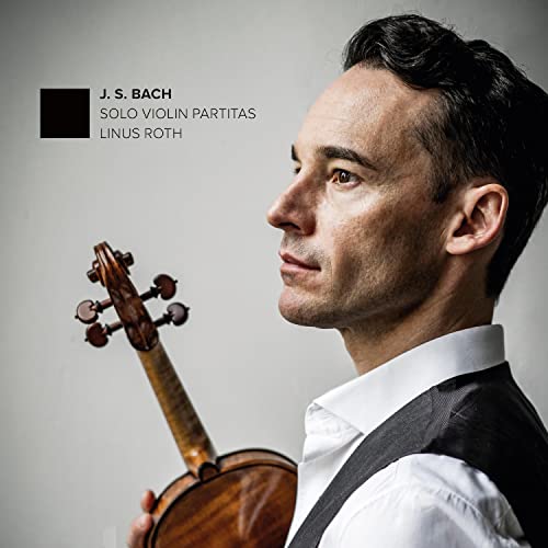 CD cover featuring violinist Linus Roth in profile with a violin.
